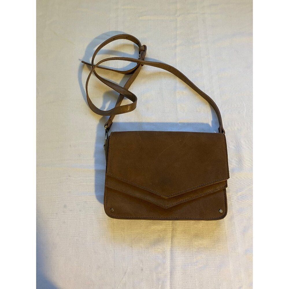 Mitzique Brown Faux Suede Crossbody Bag With Magnetic Closure Boho Hippie